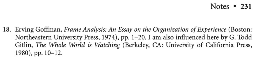 Joe Feagin's only credit to the primary author on framing, Erving Goffman, in a footnote to his Preface 